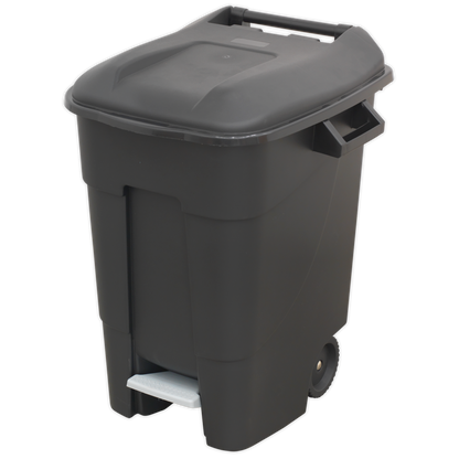 Sealey BM100P Refuse/Wheelie Bin with Foot Pedal 100L - Black