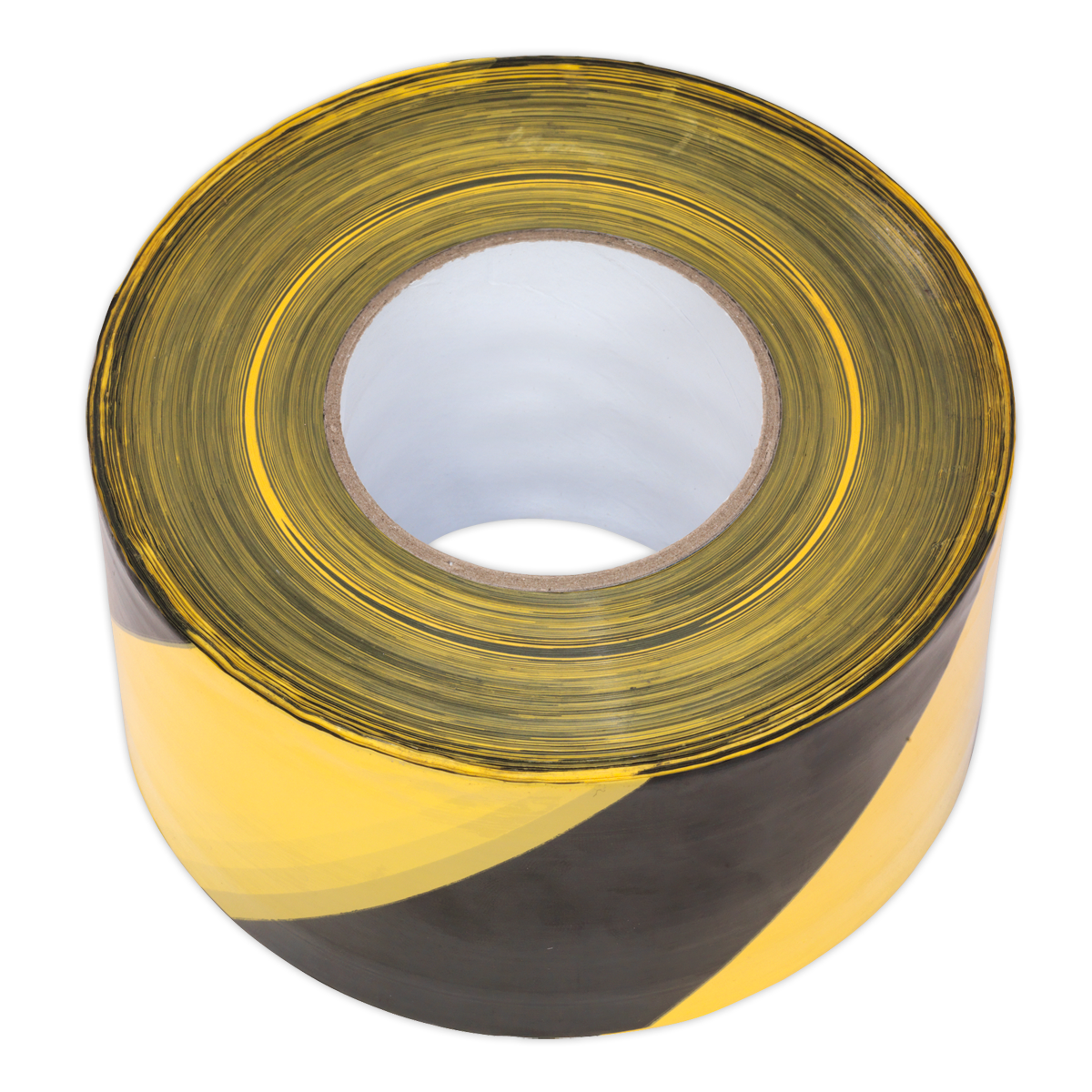 Sealey BTBY Hazard Warning Barrier Tape 80mm x 100m Black/Yellow Non-Adhesive