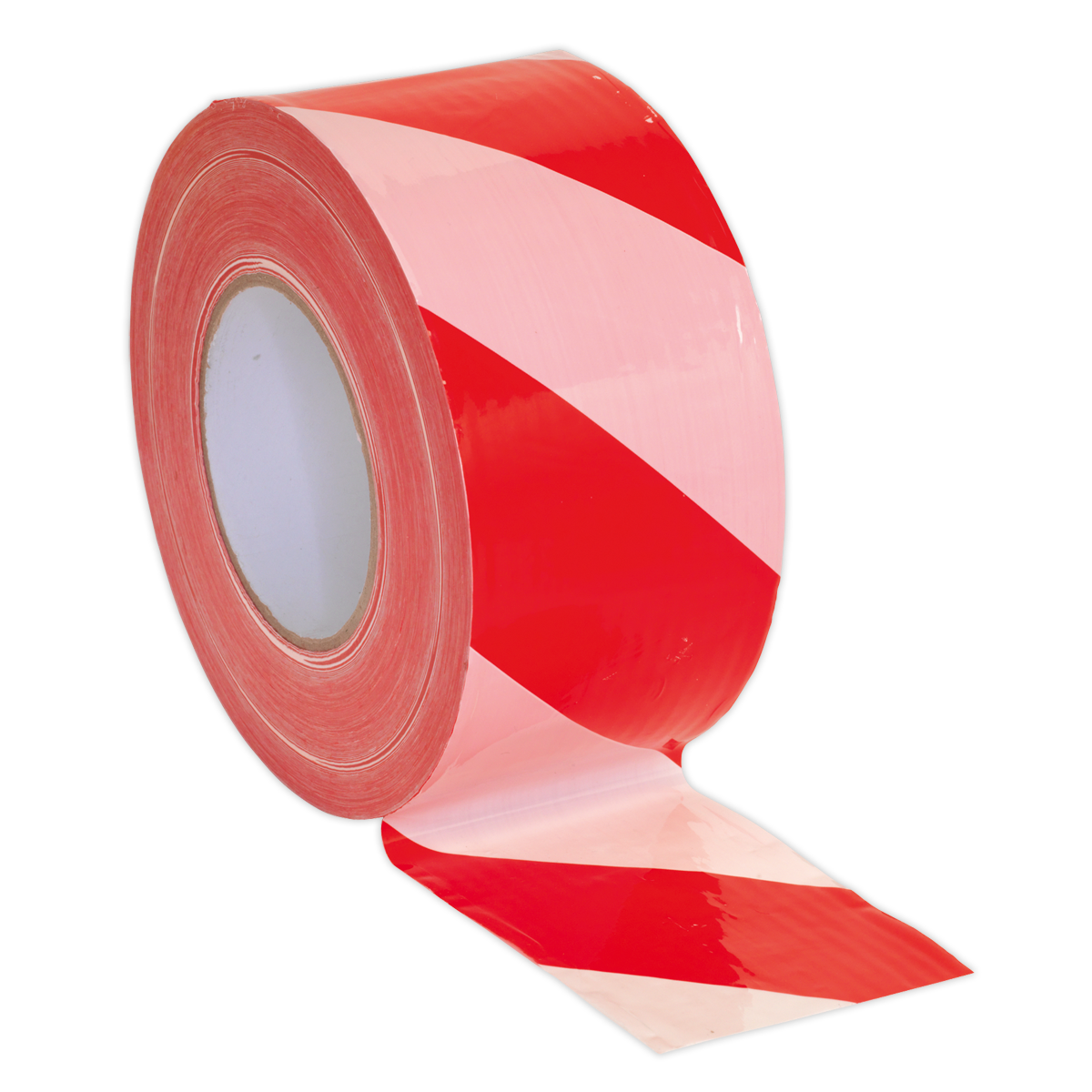 Sealey BTRW Hazard Warning Barrier Tape 80mm x 100m Red/White Non-Adhesive