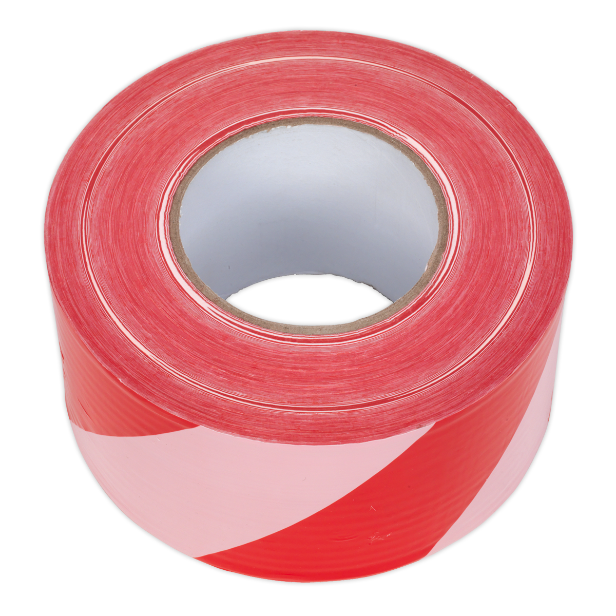 Sealey BTRW Hazard Warning Barrier Tape 80mm x 100m Red/White Non-Adhesive