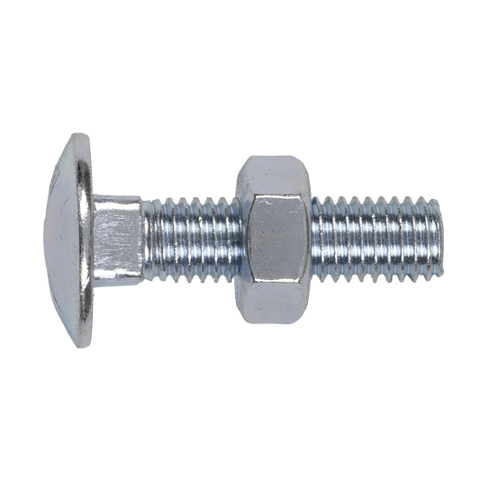 Sealey CBN1040 Coach Bolt & Nut M10 x 40mm Zinc Pack of 50