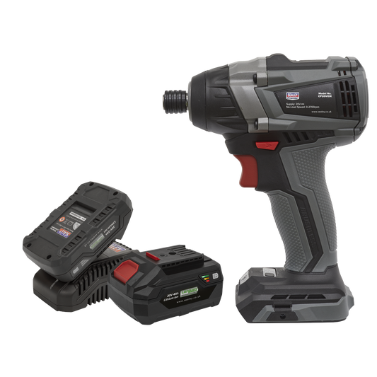 Sealey CP20VIDXKIT Brushless Impact Driver Kit 1/4"Hex 20V SV20 Series - 2 Batteries