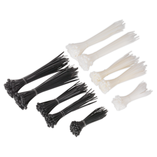 Sealey CT600BW Cable Tie Assortment Black/White Pack of 600