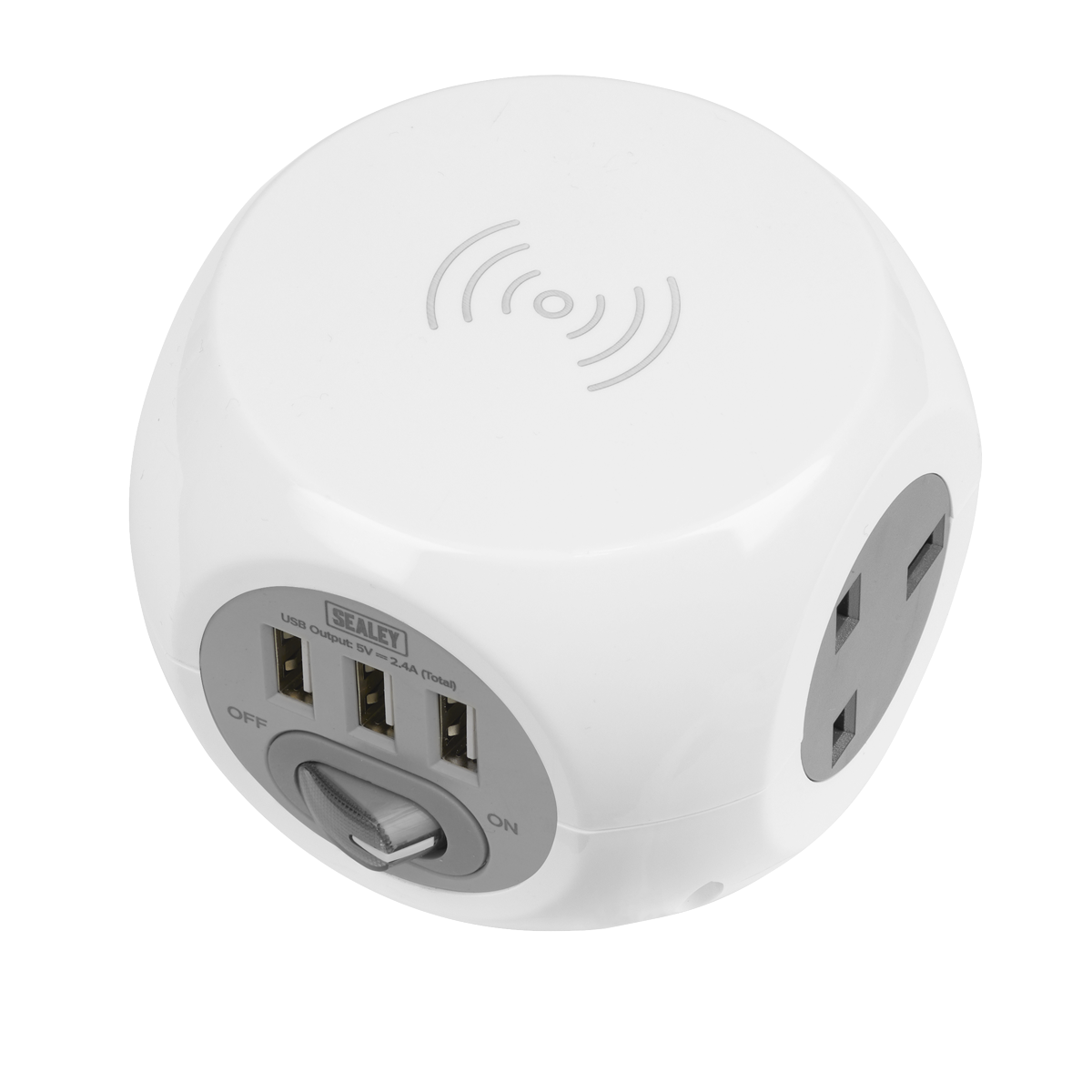 Sealey EL144WC Extension Cable Cube 1.4m 3 x 230V & 3 x USB Sockets & Wireless Charging Pad