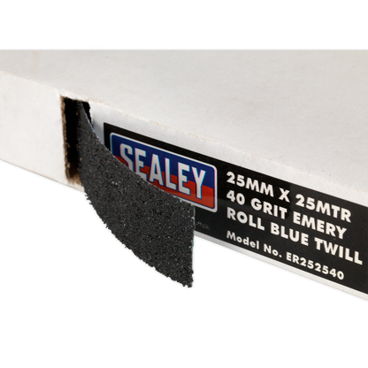 Sealey ER252540 Emery Roll Blue Twill 25mm x 25m 40Grit