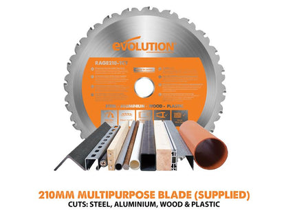 Evolution R210CMS Multi-Purpose Compound Mitre Saw 1200W 240V