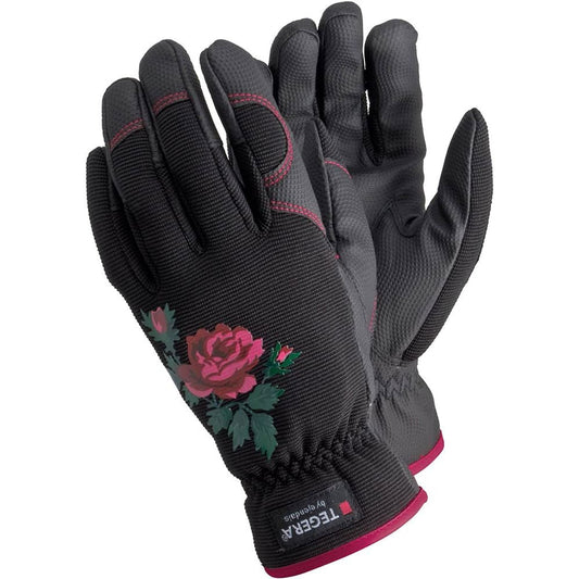 TEGERA 90030 Ladies Black Synthetic Leather Gardening Work Gloves