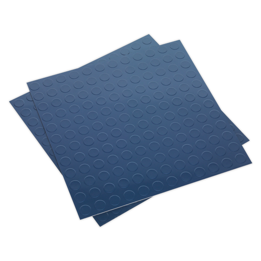 Sealey FT2B Vinyl Floor Tile with Peel & Stick Backing - Blue Coin Pack of 16