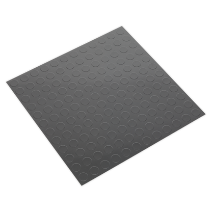 Sealey FT2S Vinyl Floor Tile with Peel & Stick Backing - Silver Coin Pack of 16