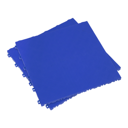 Sealey FT3BL Polypropylene Floor Tile 400 x 400mm - Blue Treadplate - Pack of 9