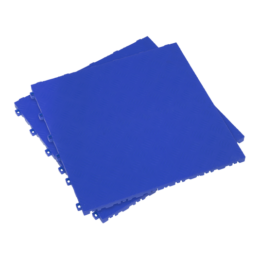 Sealey FT3BL Polypropylene Floor Tile 400 x 400mm - Blue Treadplate - Pack of 9