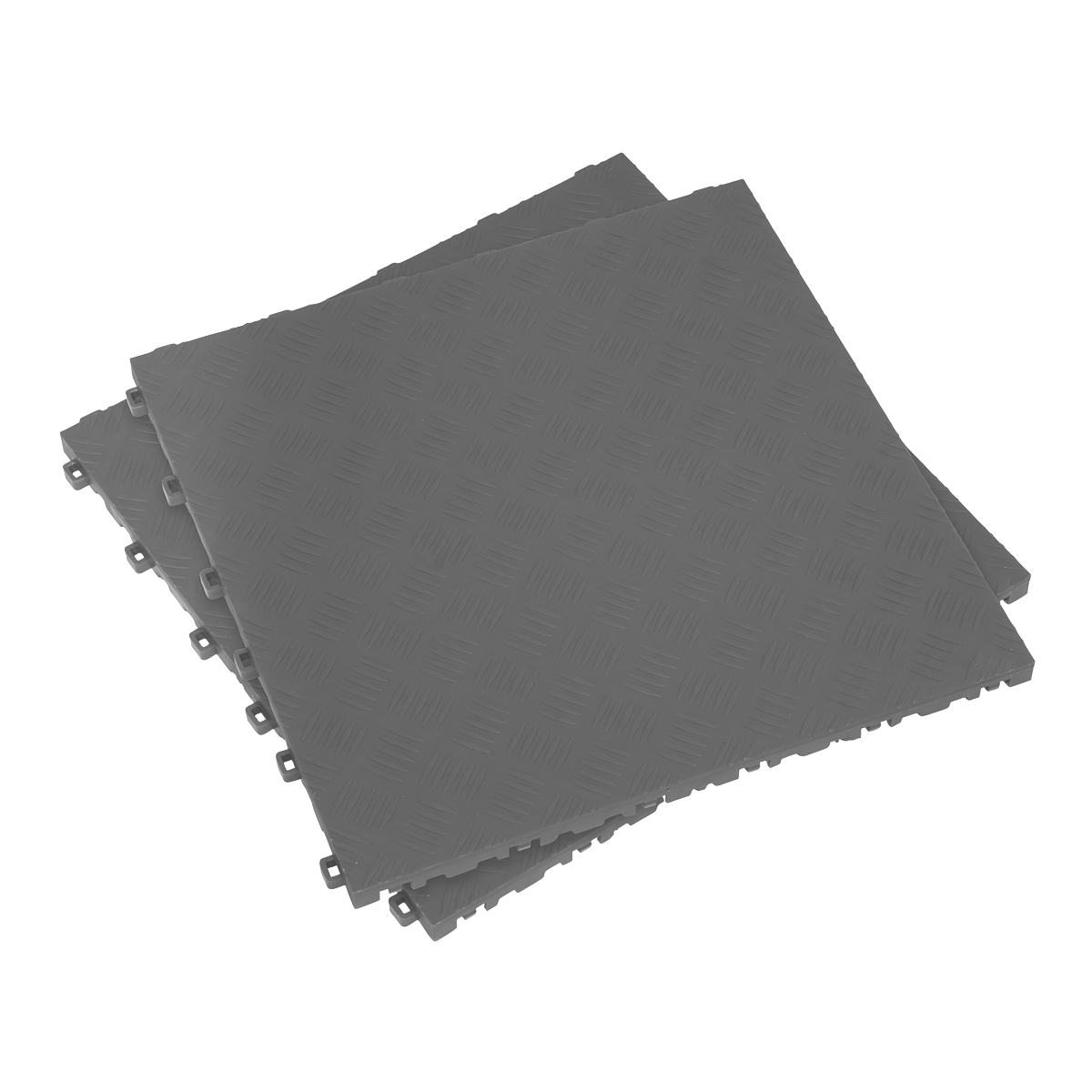 Sealey FT3G Polypropylene Floor Tile 400 x 400mm - Grey Treadplate - Pack of 9