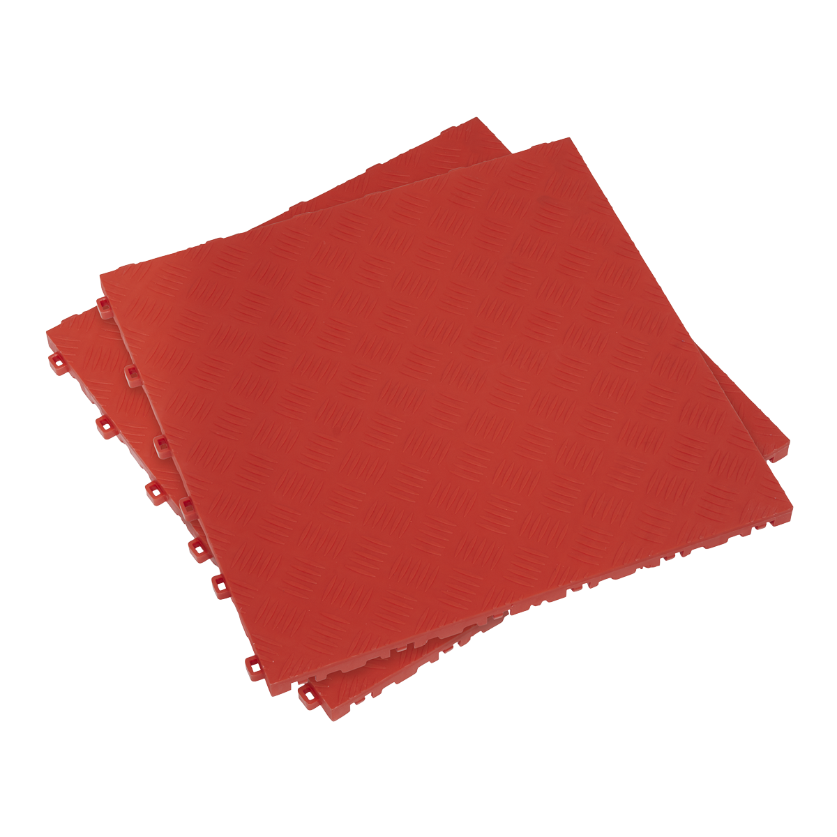 Sealey FT3R Polypropylene Floor Tile 400 x 400mm - Red Treadplate - Pack of 9