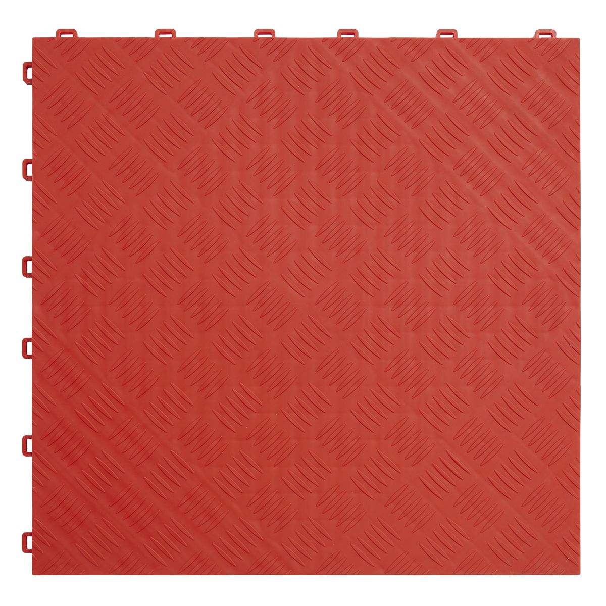 Sealey FT3R Polypropylene Floor Tile 400 x 400mm - Red Treadplate - Pack of 9