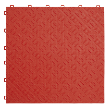 Sealey FT3R Polypropylene Floor Tile 400 x 400mm - Red Treadplate - Pack of 9