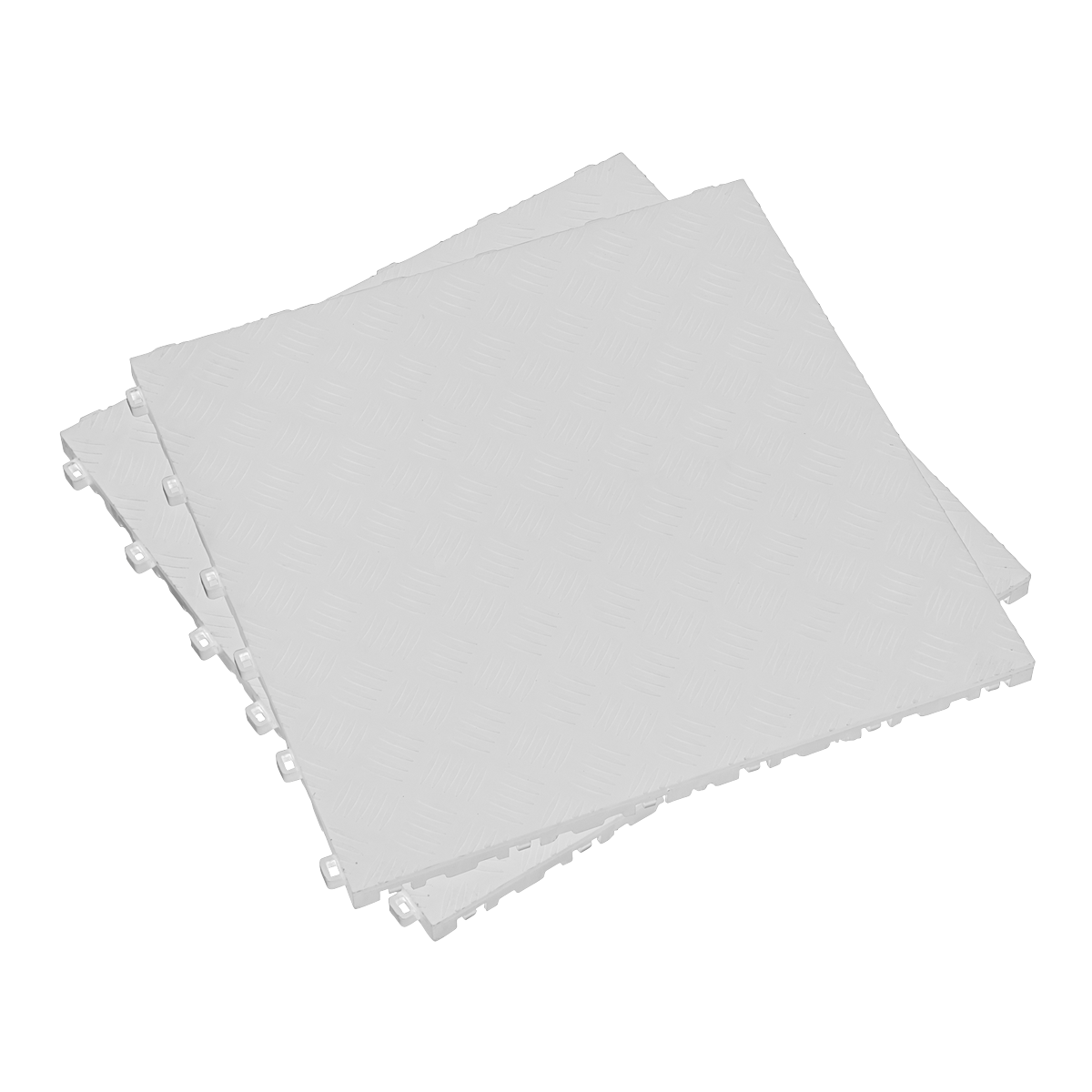 Sealey FT3W Polypropylene Floor Tile 400 x 400mm - White Treadplate - Pack of 9