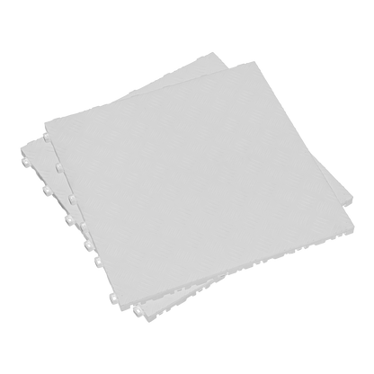 Sealey FT3W Polypropylene Floor Tile 400 x 400mm - White Treadplate - Pack of 9