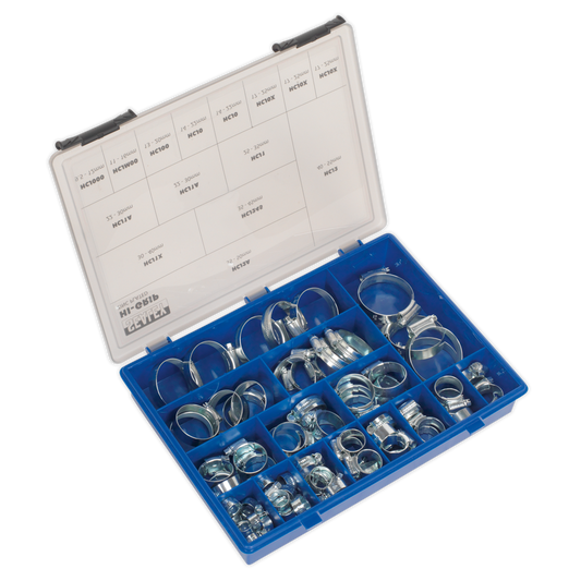 Sealey HCJ85AC HI-GRIP® Hose Clip Assortment 81pc Sizes Ø9.5-55mm