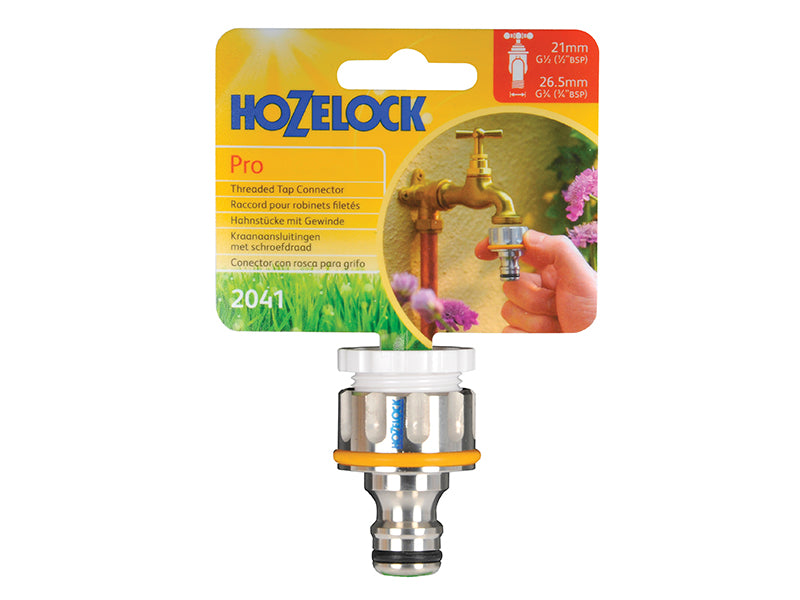 Hozelock 2041 Pro Metal Threaded Tap Connector 12.5-19mm 1/2-3/4in