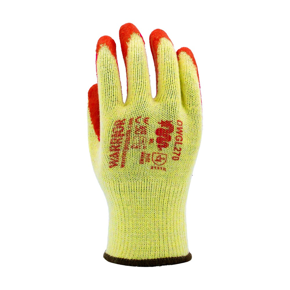 Warrior Orange Latex Grip Palm Coated Work Gloves