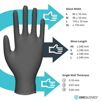 Unigloves BioTouch Black Biodegradable Disposable Nitrile Gloves GM009-McCormickTools