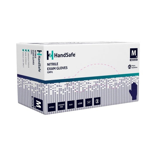 Box 200 Handsafe GN91 Blue Nitrile Powder Free Disposable Gloves