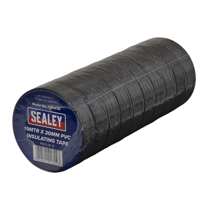 Sealey ITBLK10 PVC Insulating Tape 19mm x 20m Black Pack of 10