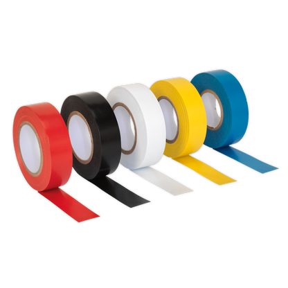 Sealey ITMIX10 PVC Insulating Tape 19mm x 20m Mixed Colours Pack of 10