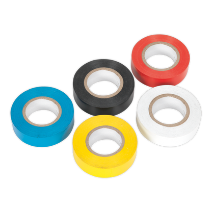 Sealey ITMIX10 PVC Insulating Tape 19mm x 20m Mixed Colours Pack of 10