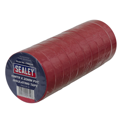 Sealey ITRED10 PVC Insulating Tape 19mm x 20m Red Pack of 10