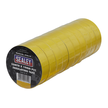 Sealey ITYEL10 PVC Insulating Tape 19mm x 20m Yellow Pack of 10