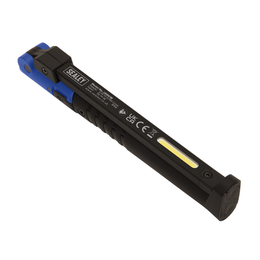 Sealey LED01B Rechargeable Slim Folding Pocket Light 2 COB & 1 SMD LED - Blue