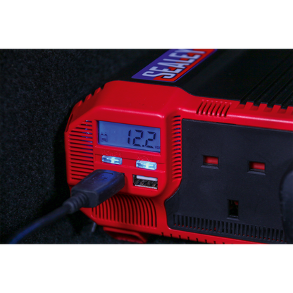 Sealey PI1500 Power Inverter Modified Sine Wave 1500W 12V DC - 230V ~ 50Hz