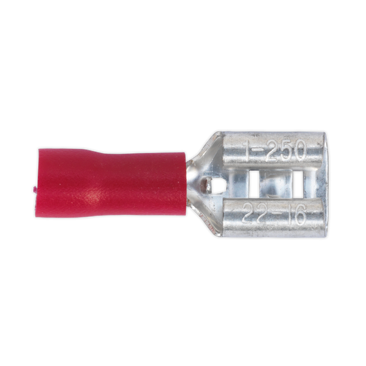 Sealey RT21 Push-On Terminal 6.3mm Female Red Pack of 100