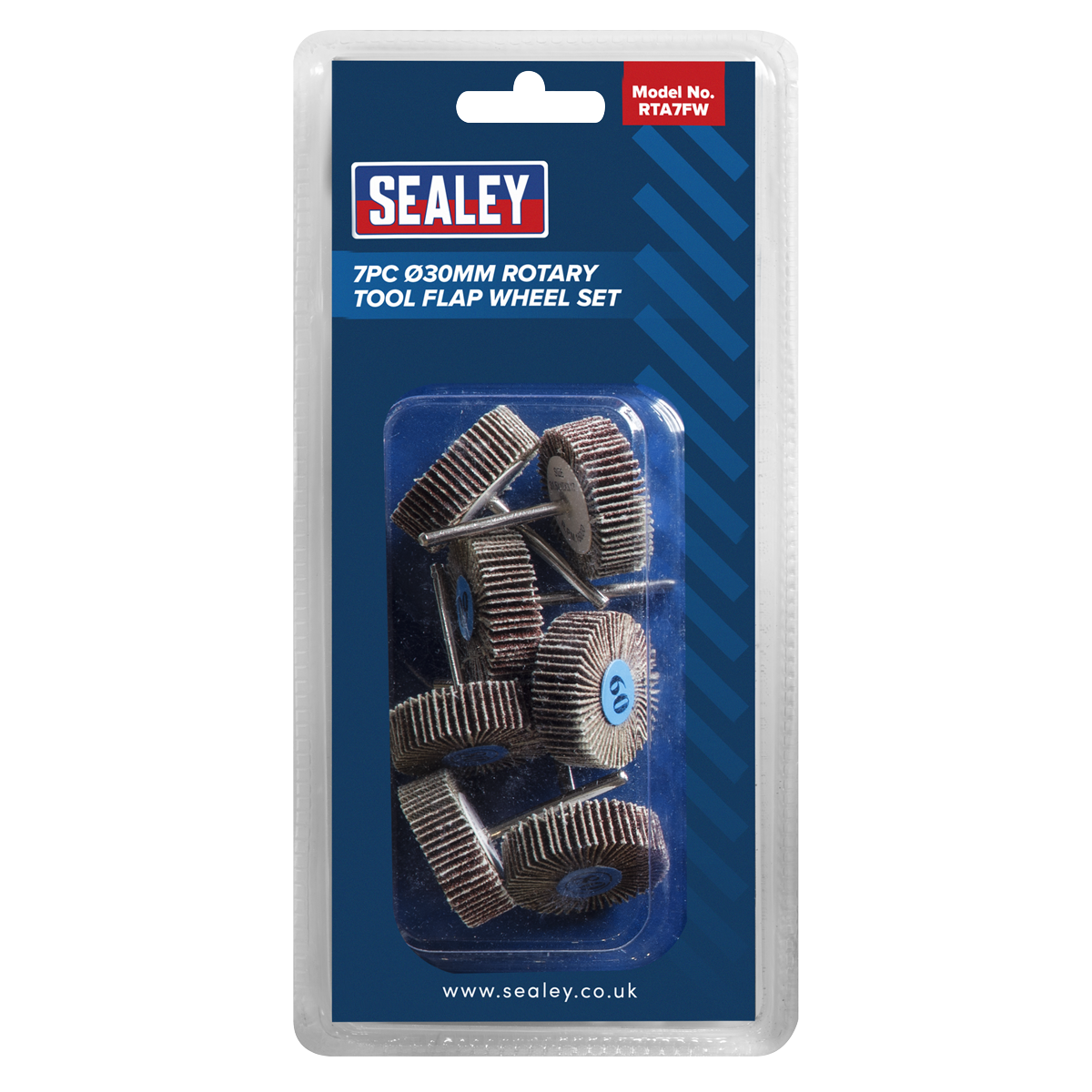 Sealey RTA7FW Rotary Tool Abrasive Flap Wheel Set 7pc Ø30mm