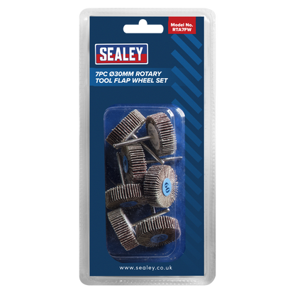 Sealey RTA7FW Rotary Tool Abrasive Flap Wheel Set 7pc Ø30mm