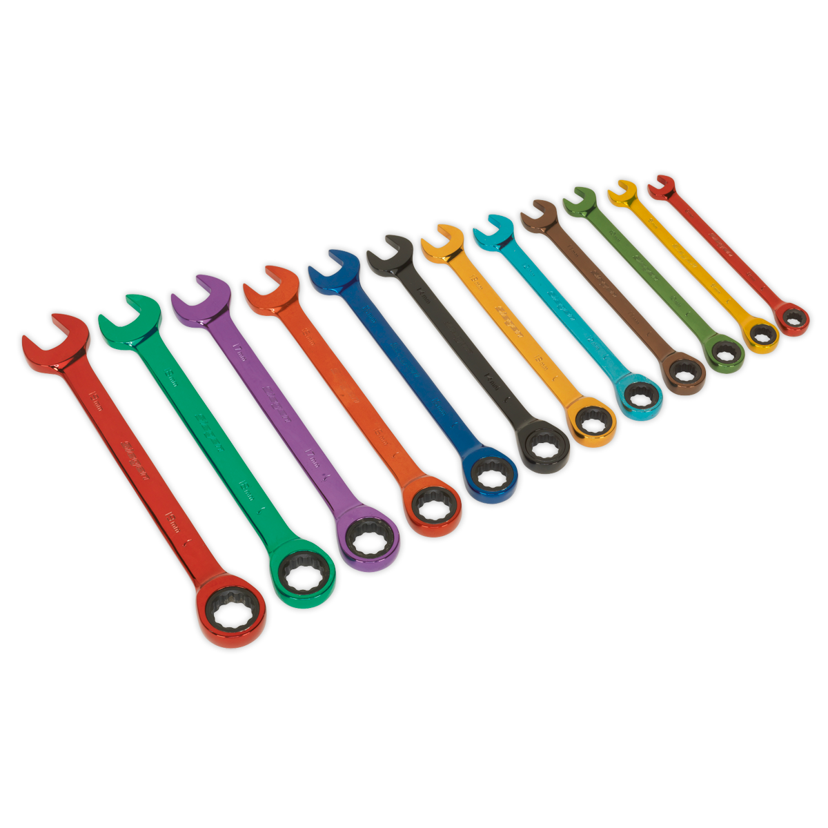 Siegen S01075 Ratchet Combination Spanner Set 12pc Multi-Coloured Metric