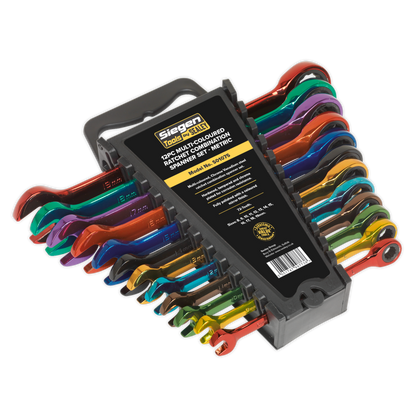 Siegen S01075 Ratchet Combination Spanner Set 12pc Multi-Coloured Metric