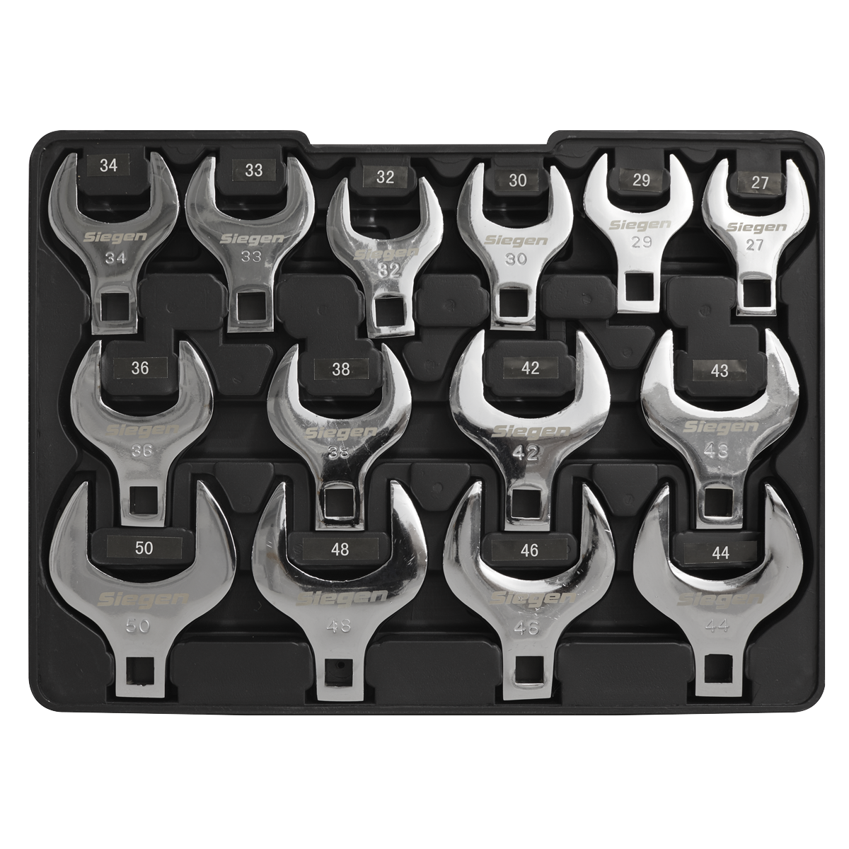 Siegen S01109 Crow's Foot Open End Spanner Set 14pc 1/2"Sq Drive Metric