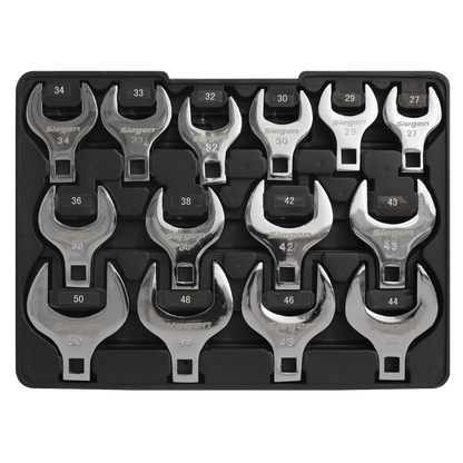 Siegen S01109 Crow's Foot Open End Spanner Set 14pc 1/2"Sq Drive Metric