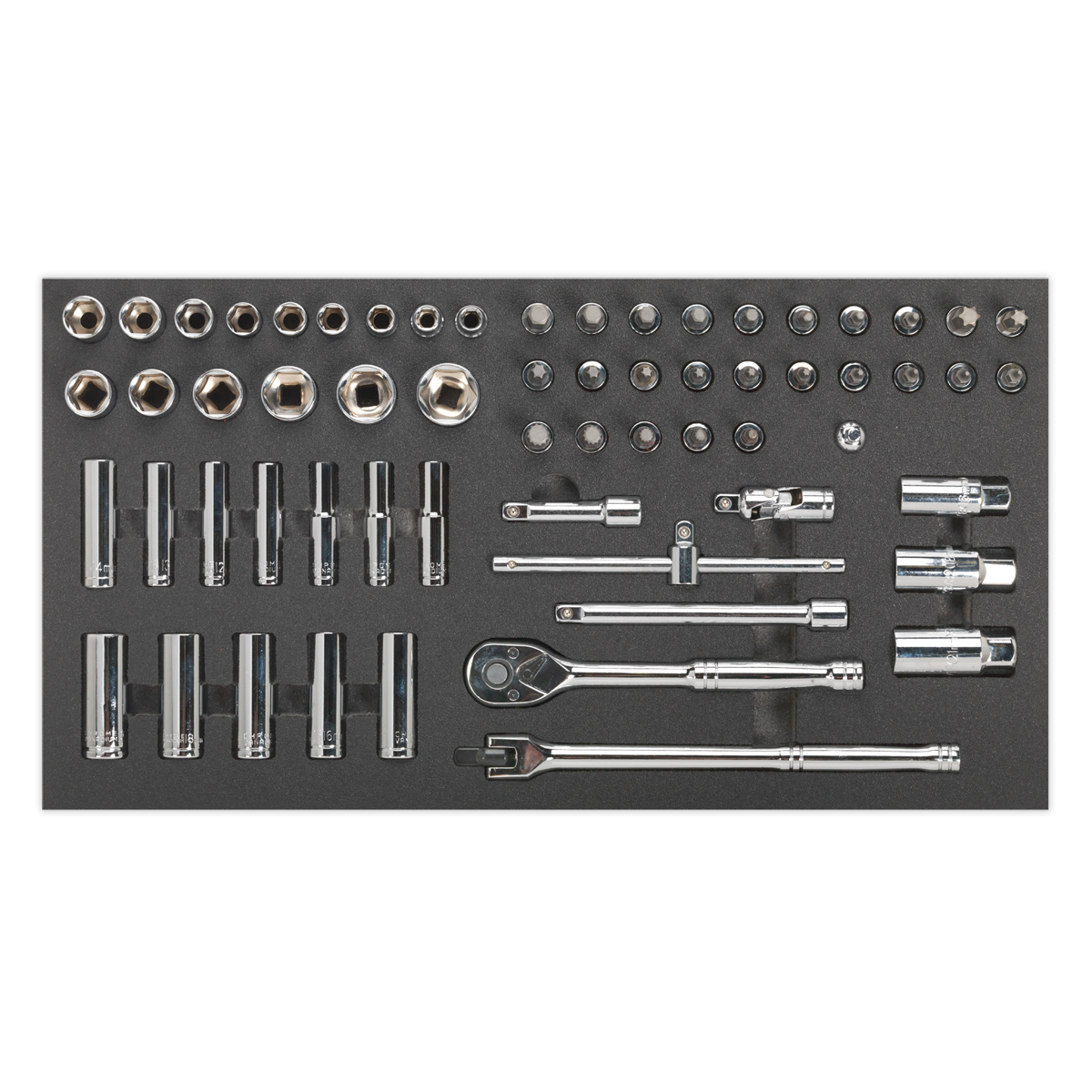 Siegen S01120 Tool Tray with Socket Set 62pc 3/8"Sq Drive Metric