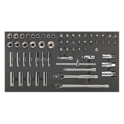 Siegen S01120 Tool Tray with Socket Set 62pc 3/8"Sq Drive Metric