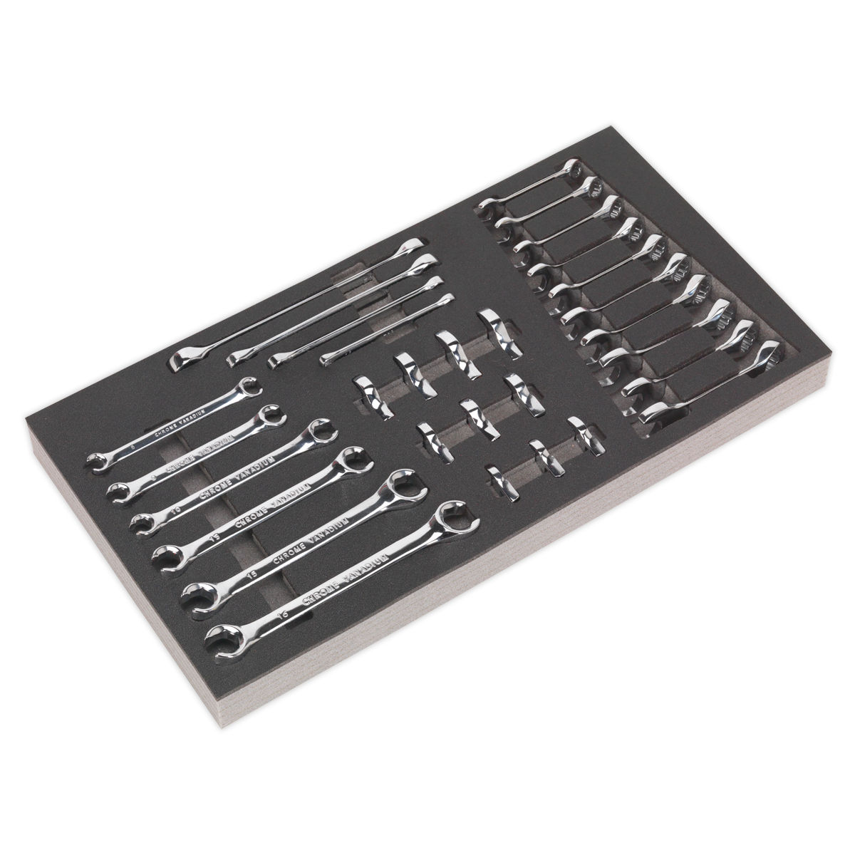 Siegen S01125 Tool Tray with Specialised Spanner Set 30pc - Metric