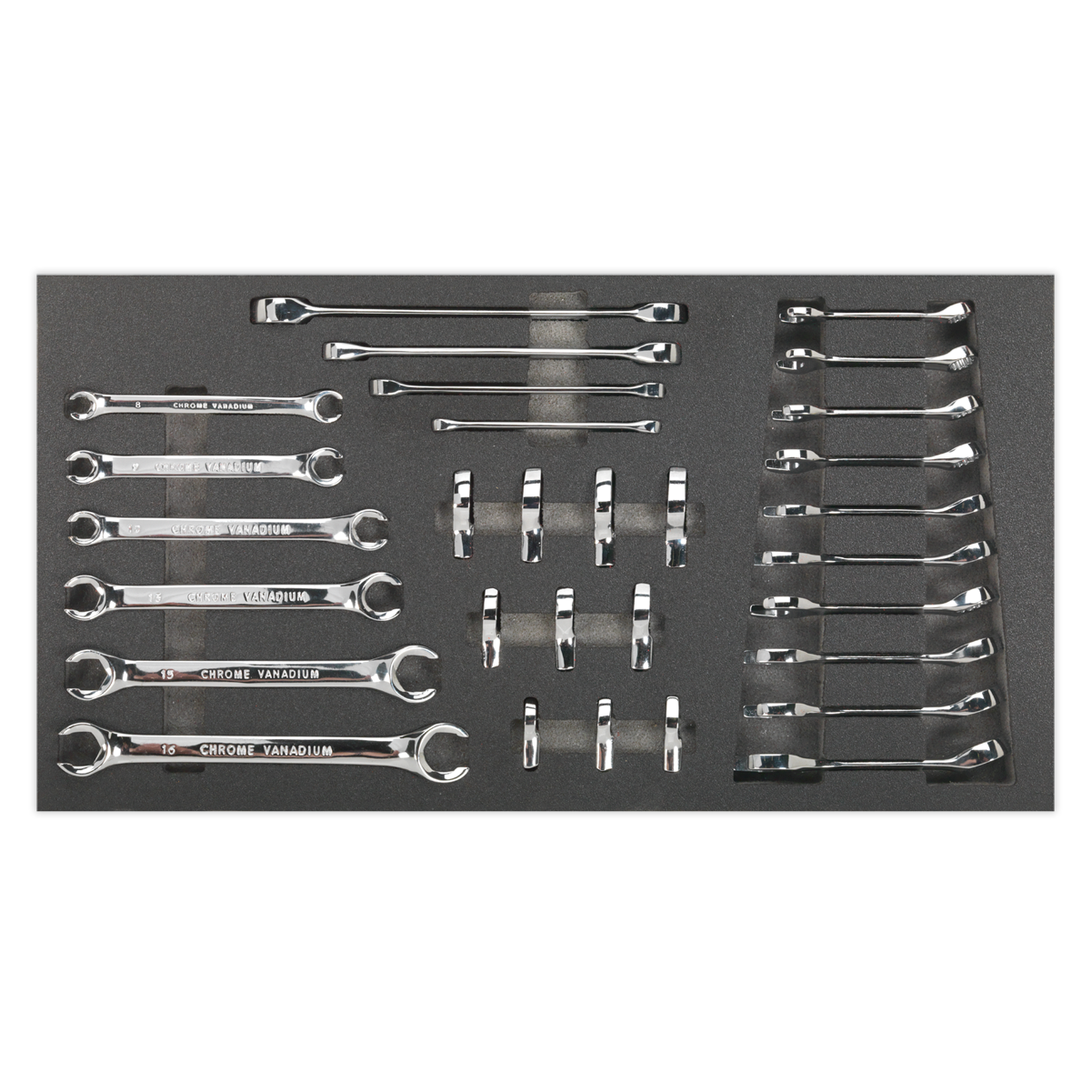 Siegen S01125 Tool Tray with Specialised Spanner Set 30pc - Metric