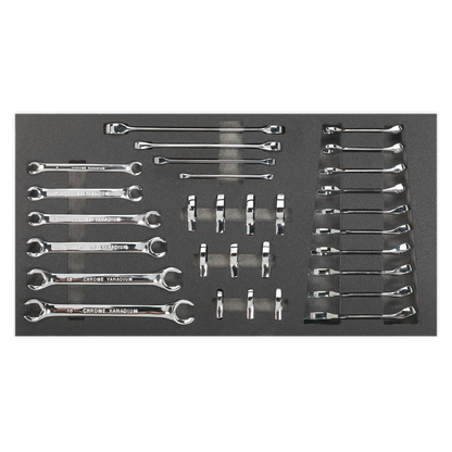 Siegen S01125 Tool Tray with Specialised Spanner Set 30pc - Metric