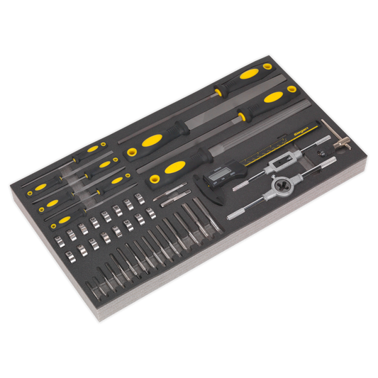 Siegen S01132 Tool Tray with Tap & Die File & Caliper Set 48pc