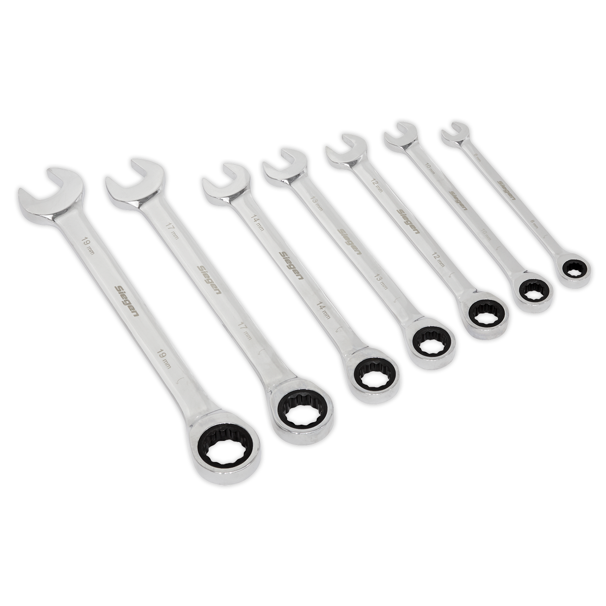 Siegen S01142 Ratchet Combination Spanner Set 7pc Metric