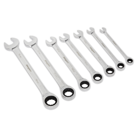 Siegen S01142 Ratchet Combination Spanner Set 7pc Metric