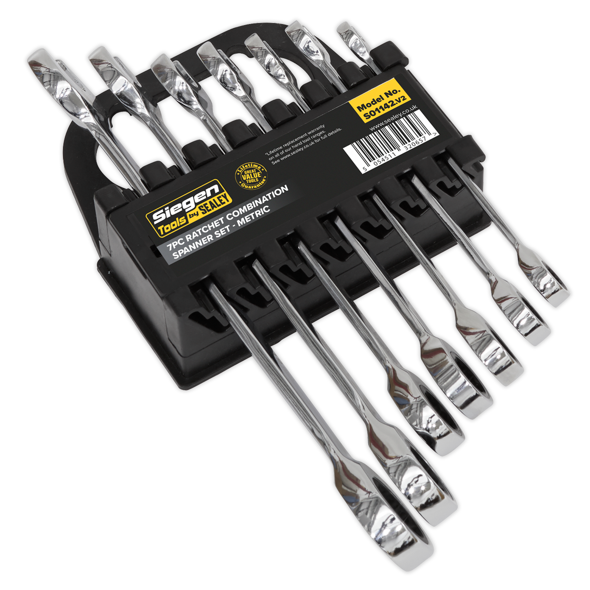 Siegen S01142 Ratchet Combination Spanner Set 7pc Metric