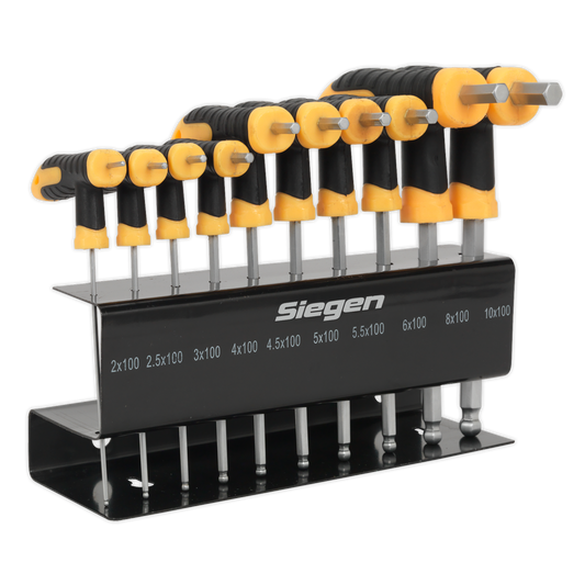 Siegen S01150 Ball-End Hex Key Set 10pc T-Handle Metric